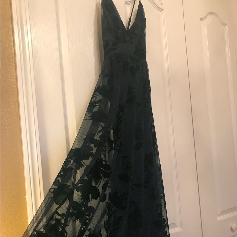 Drak green embroidered maxi